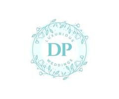 dp Initialen Brief Hochzeit Monogramm Logos Vorlage, handgezeichnete moderne minimalistische und florale Vorlagen für Einladungskarten, Datum speichern, elegante Identität. vektor