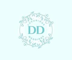 dd Initialen Brief Hochzeit Monogramm Logos Vorlage, handgezeichnete moderne minimalistische und florale Vorlagen für Einladungskarten, Datum speichern, elegante Identität. vektor