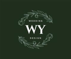 wy initials brief hochzeitsmonogramm logos sammlung, handgezeichnete moderne minimalistische und florale vorlagen für einladungskarten, save the date, elegante identität für restaurant, boutique, café im vektor