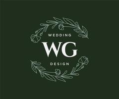 wg initialen brief hochzeitsmonogramm logos sammlung, handgezeichnete moderne minimalistische und florale vorlagen für einladungskarten, save the date, elegante identität für restaurant, boutique, café im vektor