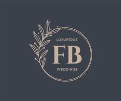 fb initialer brev bröllop monogram logotyper mall, hand dragen modern minimalistisk och blommig mallar för inbjudan kort, spara de datum, elegant identitet. vektor