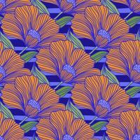 endloser Hintergrund der Weinleseumrissblume. zarte Blumenlinie nahtloses Muster. vektor