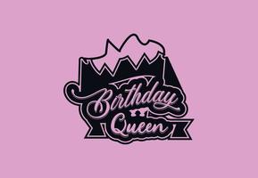 födelsedag drottning t skjorta och klistermärke design mall vektor
