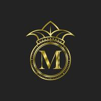 initial m gold logo luxus elegant mit krone vektor