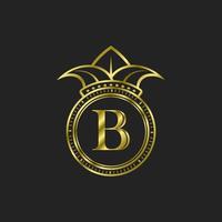 första b guld logotyp lyx elegant med krona vektor