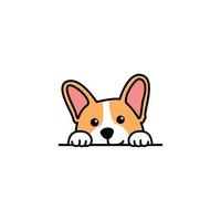 söt pembroke welsh corgi hund kikar tecknad serie, vektor illustration