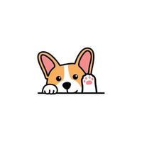 süßer pembroke welsh corgi hund winkt mit pfote, vektorillustration vektor