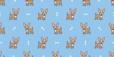 Süßes Chihuahua-Welpen-Cartoon nahtloses Muster, Vektorillustration vektor