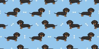 Süßer Dackel Hund Cartoon nahtloses Muster, Vektorillustration vektor