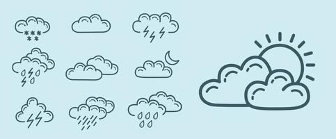 Wettersymbole, Meteorologie. Vorhersage des Himmelszustands. Vektor-Illustration vektor