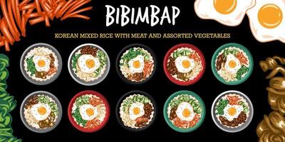 bibimbap vektor uppsättning samling grafisk design