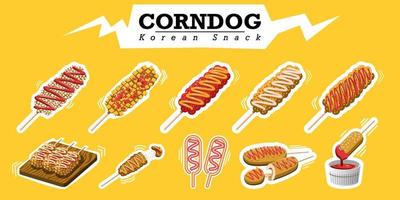 Corndog-Vektor-Set-Sammlung Grafik-Clipart-Design vektor