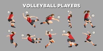 Volleyball-Spieler-Vektor-Set-Sammlung Grafik-Clipart-Design vektor