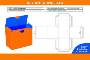 schöne Schloss-Geschenkbox, Kosmetikbox-Dieline-Vorlage und 3D-Renderdatei und farbveränderbare Box-Dieline und 3D-Box vektor