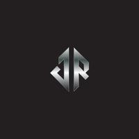 jr logotyp, metall logotyp, silver- logotyp, monogram, svart bakgrund vektor