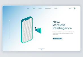 Isometrisches Modell des Smartphones für den Hintergrund der Zielseite vektor