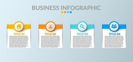 Business-Infografik. moderne Infografik-Vorlage. abstraktes Diagramm mit 4 Schritten, Optionen, Teilen oder Prozessen. Vektorgeschäftsvorlage für die Präsentation. kreatives konzept für infografik vektor