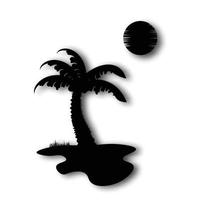 Kokosnussbaum-Silhouette und mit Schatten vektor