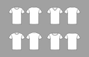 översikt vit t-shirt mall falsk upp vektor