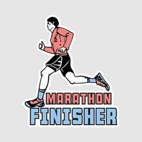 Marathoner-Aufkleber, Vektorgrafik-Druckvorlage vektor