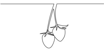 durchgehende Linie Erdbeere für Lebensmittelgeschäft. vektor