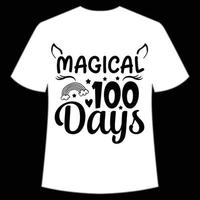 Magisches 100-Tage-T-Shirt Happy Back to School Day-Shirt-Druckvorlage, Typografie-Design für Kindergarten Vorschule, letzter und erster Schultag, 100 Tage Schulshirt vektor