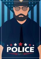 Banner zum Tag der Polizei. Polizist in Uniform. Vektor-Illustration. vektor