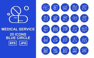 25 Premium Medical Service Blue Circle Icon Pack vektor