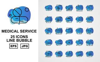 25 Premium Medical Service Line Bubble Icon Pack vektor