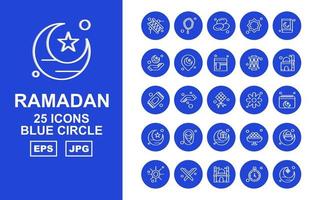 25 Premium Ramadan Blue Circle Icon Pack vektor