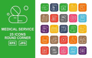 25 Premium Medical Service Round Corner Icon Pack vektor