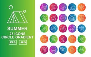 25 Premium Sommer Kreis Gradient Icon Pack vektor