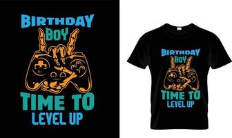 geburtstagsjunge zeit zum leveln..t-shirt design vektor