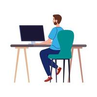 Mann Cartoon mit Computer am Schreibtisch arbeiten Vektor-Design vektor
