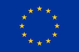 Europeiska unionens flagga med blå bakgrund och gula stjärnor vektor