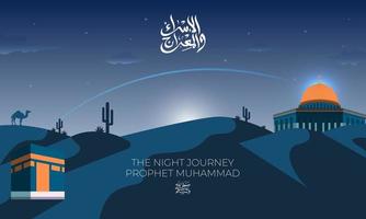 muslimischer feierhintergrund isra mi'raj prophet muhammad. geeignet für Grußkarten, Poster und Banner vektor