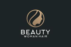 Logo-Design für weibliche Haarschönheit vektor