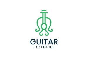 kreative Oktopus-Gitarren-Logo-Inspiration vektor