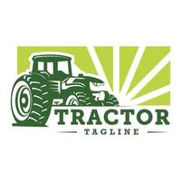illustration av traktor i en ranch logotyp mall. redo tillverkad logotyp med vit isolerat bakgrund. vektor