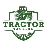 illustration eines traktors in einer ranch-logo-vorlage. fertiges Logo mit weißem, isoliertem Hintergrund. vektor