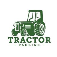 illustration eines traktors in einer ranch-logo-vorlage. fertiges Logo mit weißem, isoliertem Hintergrund. vektor