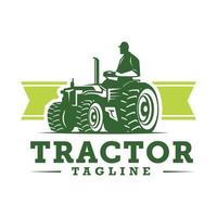 illustration av traktor i en ranch logotyp mall. redo tillverkad logotyp med vit isolerat bakgrund. vektor