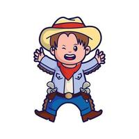 söt unge i cowboy kostym, vektor tecknad serie illustration
