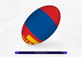 Rugbyball mit der Flagge der Mongolei darauf. Ausrüstung für das Rugby-Team der Mongolei. vektor