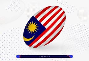 Rugbyball mit der Flagge von Malaysia darauf. Ausrüstung für das Rugby-Team von Malaysia. vektor
