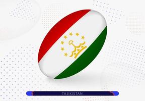 Rugbyball mit der Flagge von Tadschikistan darauf. Ausrüstung für das Rugby-Team von Tadschikistan. vektor