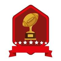 Emblem mit Ball American Football Trophy isolierte Ikone vektor