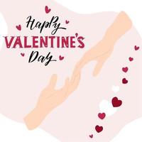 Paar Händchen haltend. Hand zusammenhalten. romantische Valentinstag-Kawaii-Karte. Liebeskonzept. Vektor-Illustration. vektor