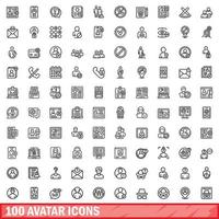 100 Avatar-Icons gesetzt, Umrissstil vektor