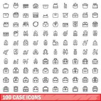 100 fall ikoner uppsättning, översikt stil vektor